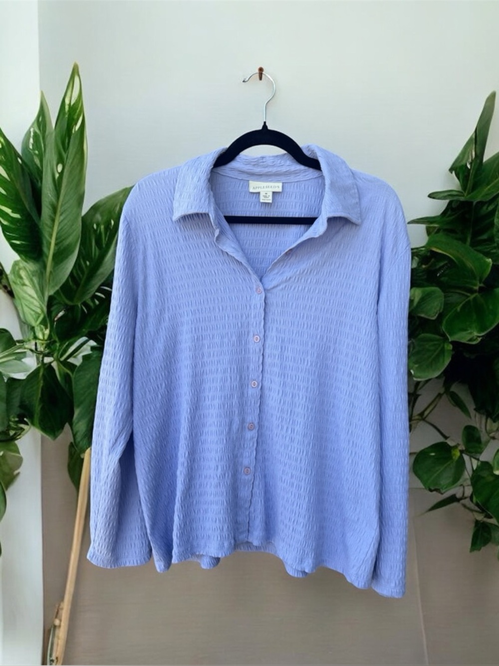 Appleseed’s Textured Button Down Blouse Medium